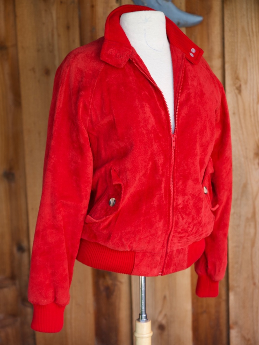Vintage Authentic Imports 100% Leather Fire Red Bomber Jacket Unisex S - Picture 8 of 16